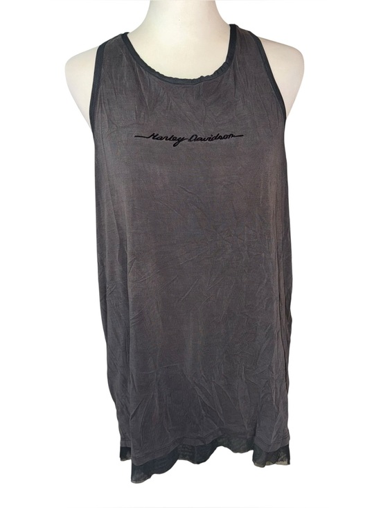 Harley-Davidson Tops - Harley-Davidson Gray Racerback Script Tank Top Shirt Sleeveless women’s sz XL